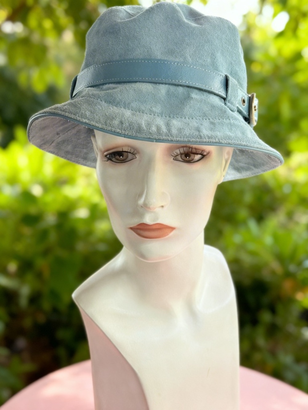 Coach Light Blue suede leather Bucket Hat